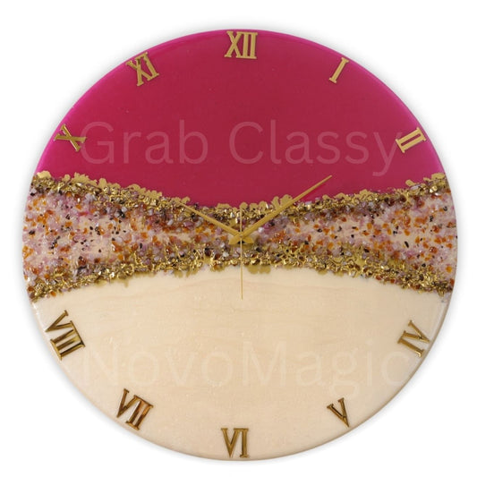 Pink Crown Silent Clock 30cm