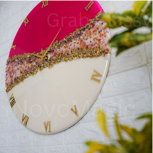 Pink Crown Silent Clock 30cm