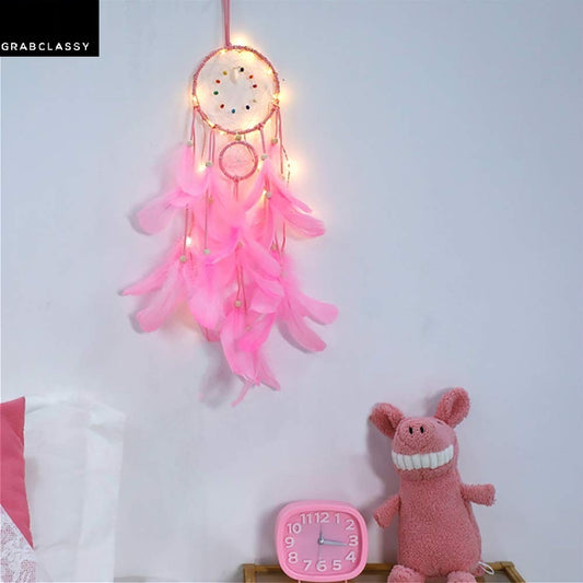 Dream Catcher With LED Light (Pastel Pink)