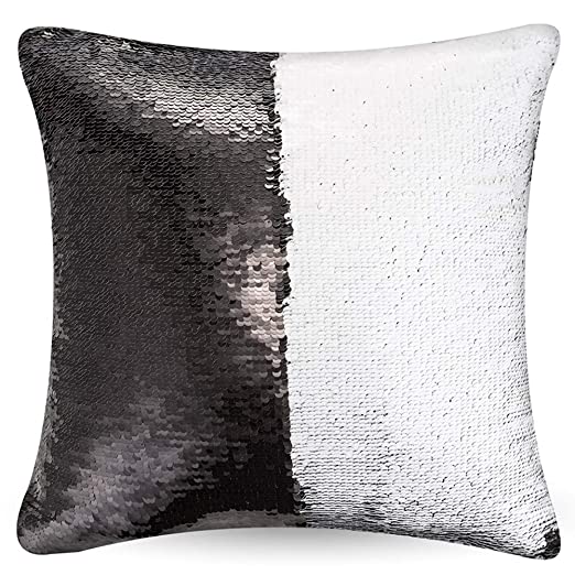 Mermaid Pillow Cover 16 X 16 Inches, Pillow Not Included (Black/White)