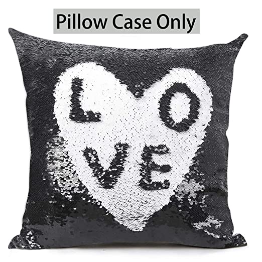 Mermaid Pillow Cover 16 X 16 Inches, Pillow Not Included (Black/White)