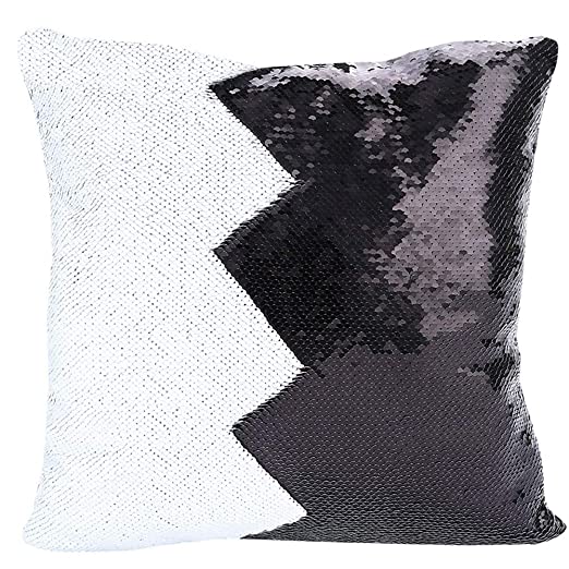 Mermaid Pillow Cover 16 X 16 Inches, Pillow Not Included (Black/White)