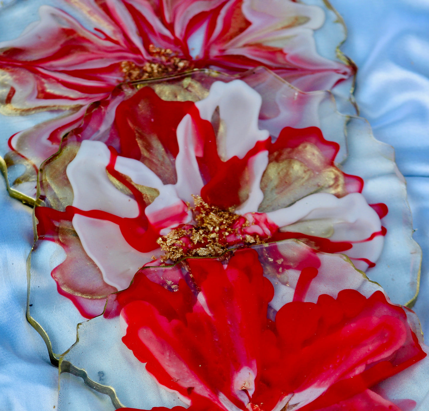 Red And Golden - Handmade Resin Coasters Set Of Six