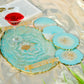 Resin Art Spiral Blue Handmade Tray With Six Coasters