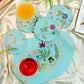 The Garden - Real Flowers Handmade Tray Set With 6 Coasters (Blue)