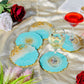 Blue Pearl and White - Handmade Resin Coasters Set Of Six