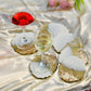 Milky White and Golden - Handmade Resin Coasters Set Of 6