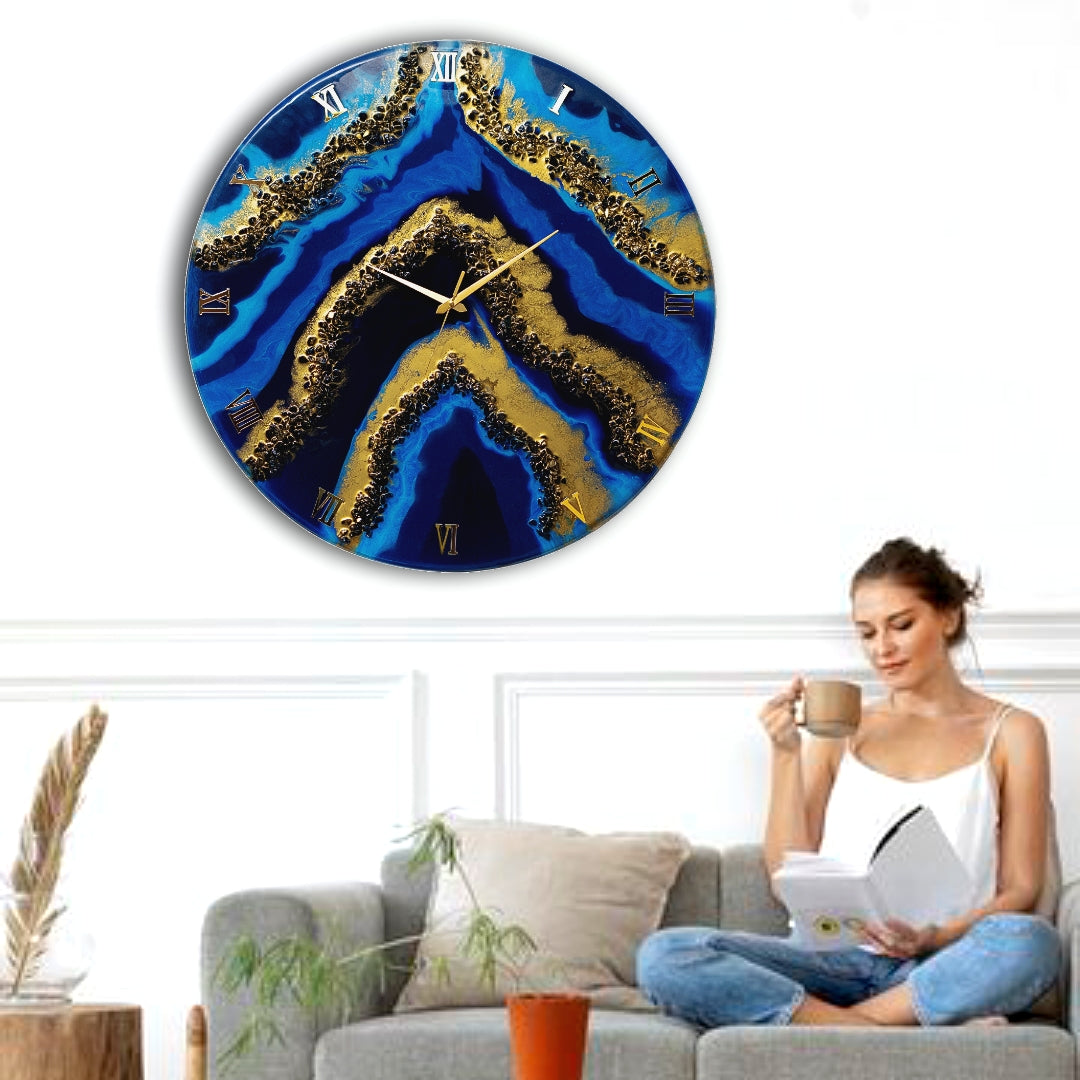Blue Geode Clock Large 27 Inches