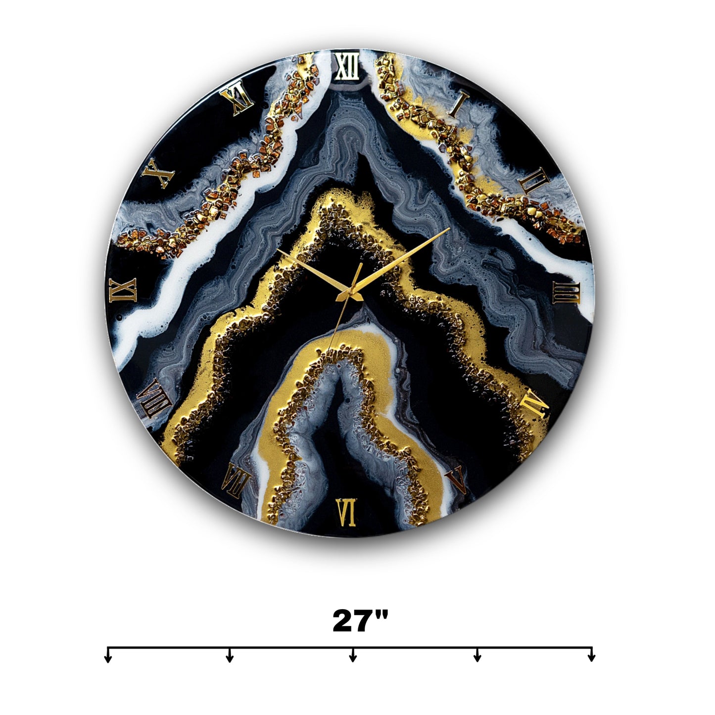 Black Geode Clock Large 27 Inches