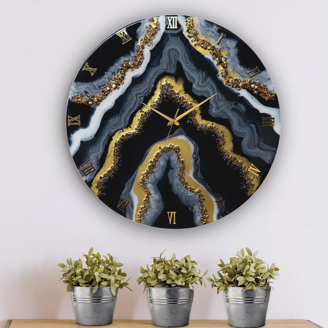 Black Geode Clock Large 27 Inches