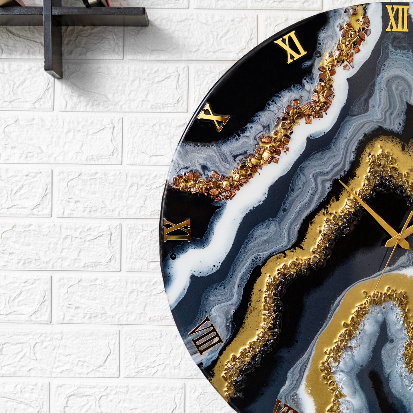 Black Geode Clock Large 27 Inches