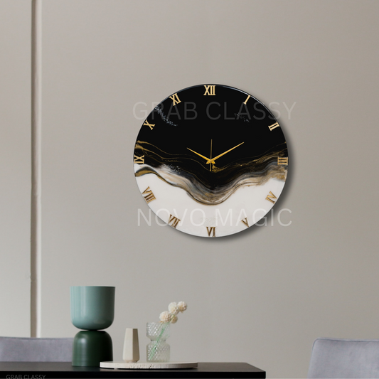 Ticking Thunder clock 17.5 Inches BLACK WHITE