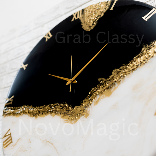 Black Peak Handmade Resin Clock 17.5 Inches