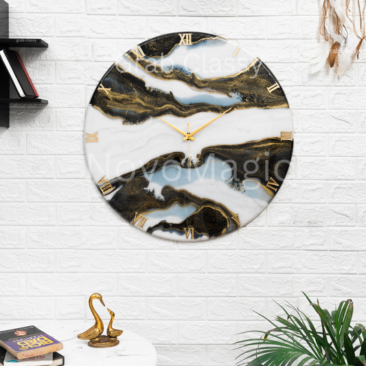 Black Falls Handmade Resin Clock 27 Inches